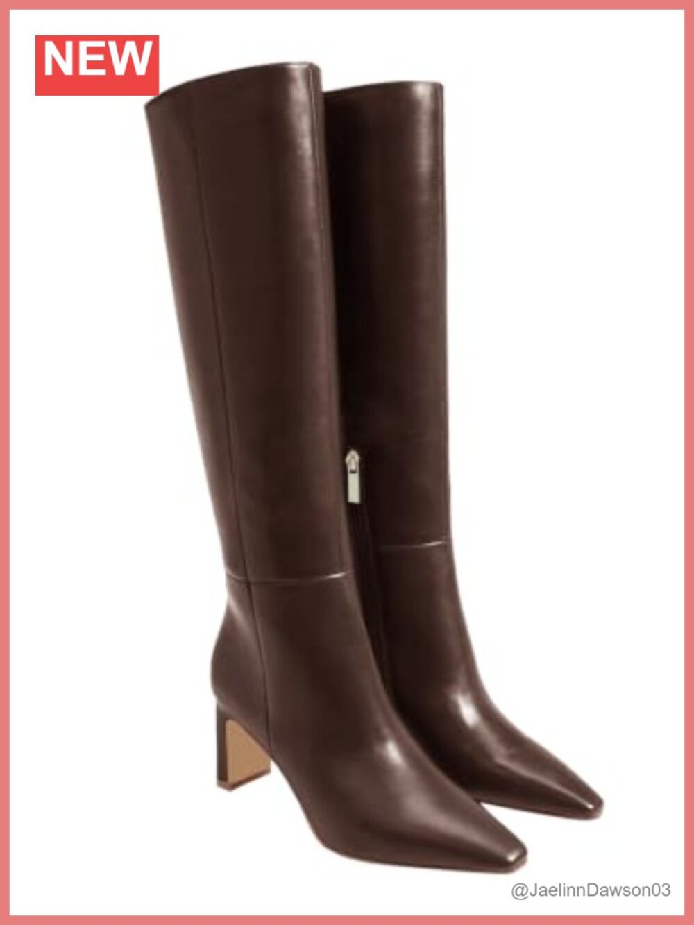 Coutgo Women's Knee High Boots Faux Leather Chunky Heel Pointed Toe Tall Dress